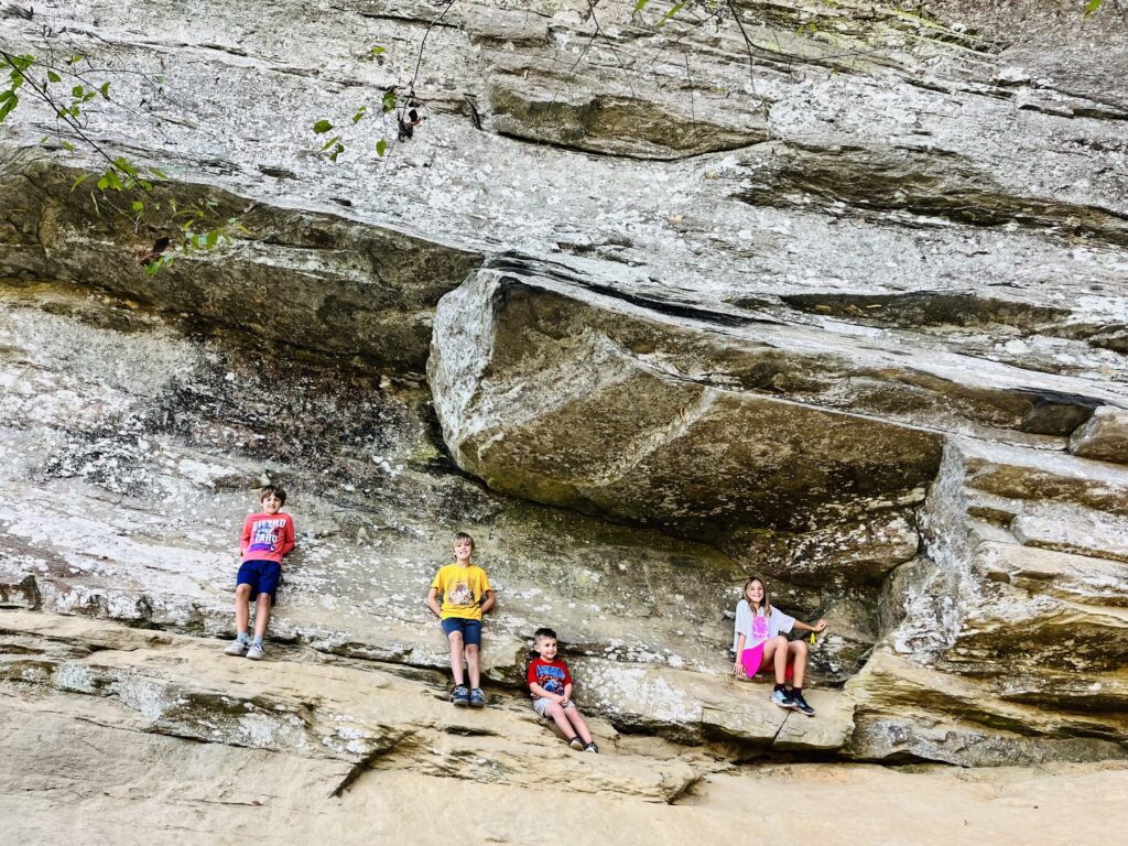 Kids climbing the Raven Rock